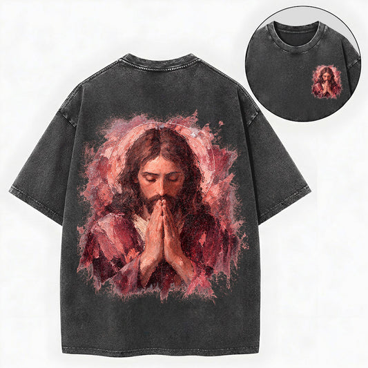 Jesus Prayer Shirt – Rose Halo Christian Vintage Unisex Washed Tee