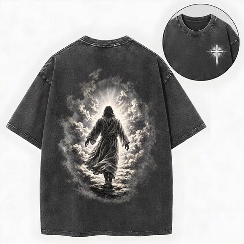 Jesus Walking to Heaven Shirt – Christian Vintage Unisex Washed Tee