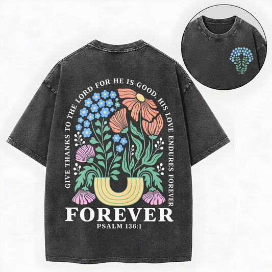 Bible Verse Shirt – Psalm 136 Christian Vintage Unisex Washed Tee