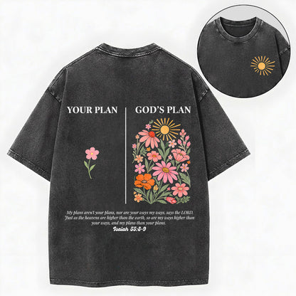 Your Plan God's Plan Shirt – Christian Vintage Unisex Washed Tee