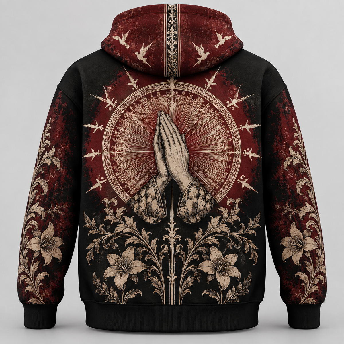 Praying Virgin Mary Vintage Gothic 3D Hoodie – Christian All Over Print Pullover