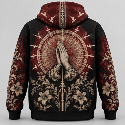 Praying Virgin Mary Vintage Gothic 3D Hoodie – Christian All Over Print Pullover