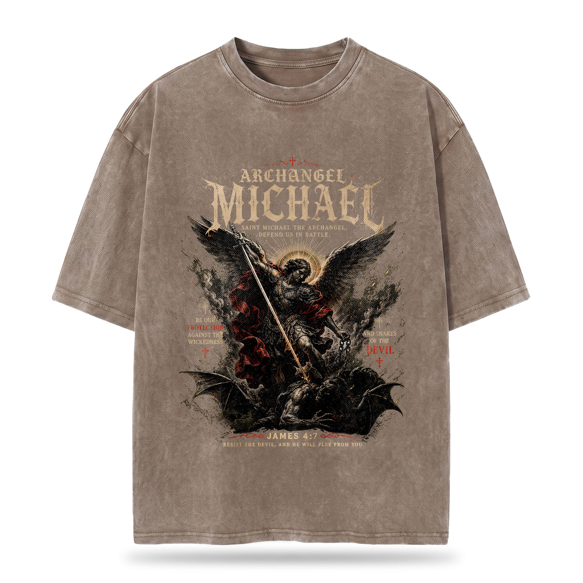 Archangel Michael Christian Washed T-Shirt