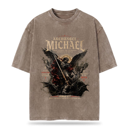 Archangel Michael Christian Washed T-Shirt