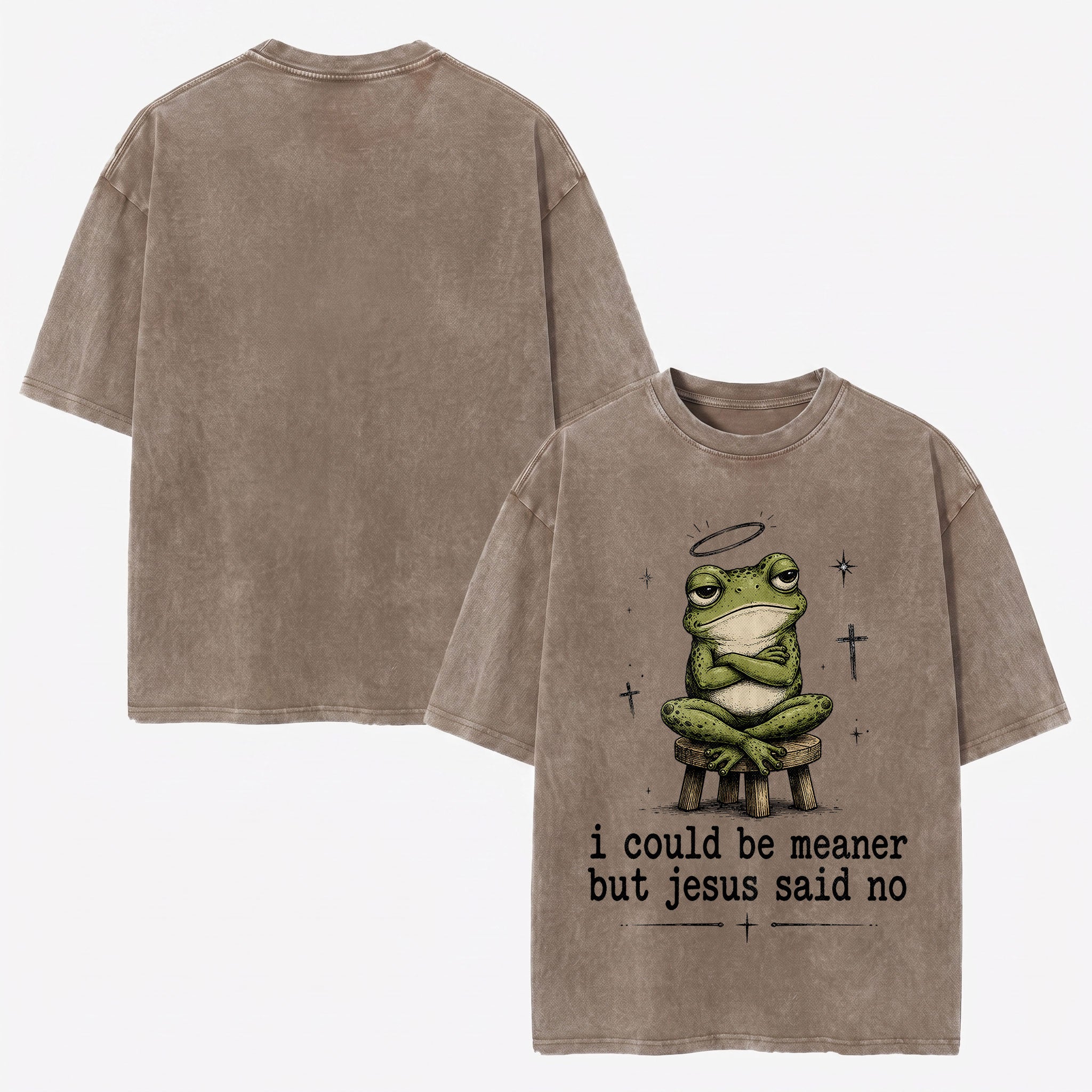 I Could Be Meaner But Jesus Said No Christian Heavy Washed T-shirt - Vintage Christian Streetwear Tee