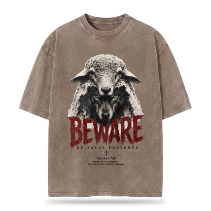 Beware Of False Prophets Christian Washed T-Shirt– Vintage Christian Streetwear Tee