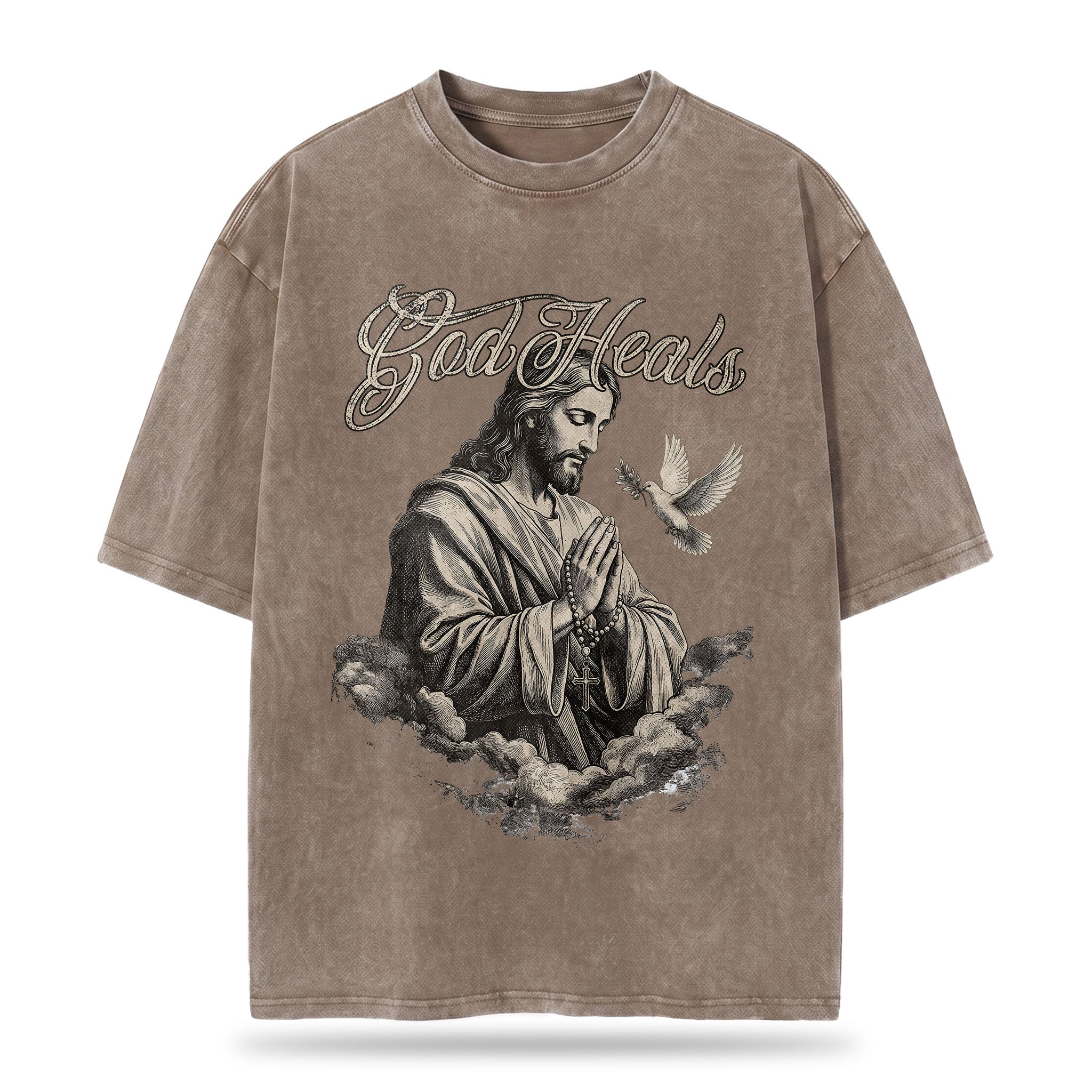 God Heals Christian Oversized Graphic T-Shirt – Vintage Christian Streetwear Tee