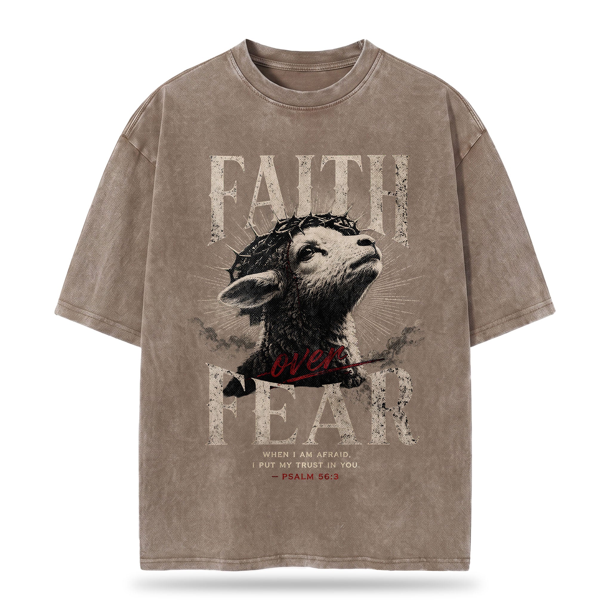 Faith Over Fear Christian Washed T-Shirt – Vintage Christian Streetwear Tee