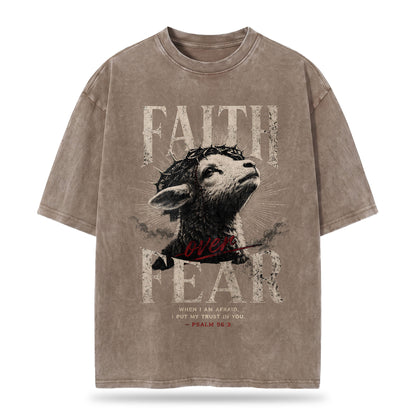 Faith Over Fear Christian Washed T-Shirt – Vintage Christian Streetwear Tee