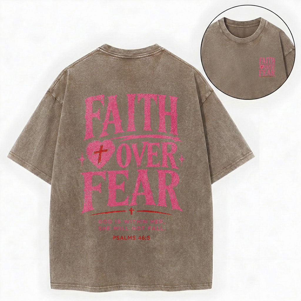 Faith Over Fear Christian Washed T-Shirt – Vintage Christian Streetwear Tee