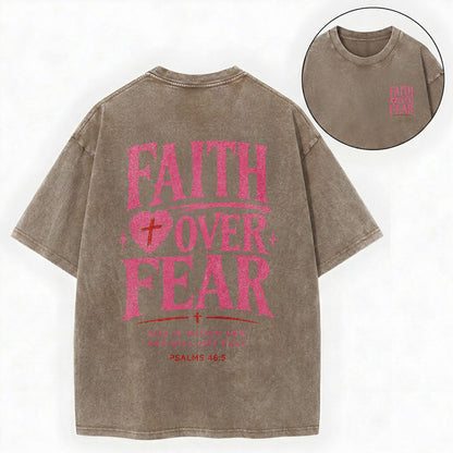 Faith Over Fear Christian Washed T-Shirt – Vintage Christian Streetwear Tee