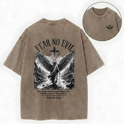 I Will Fear No Evil Christian Washed T-Shirt