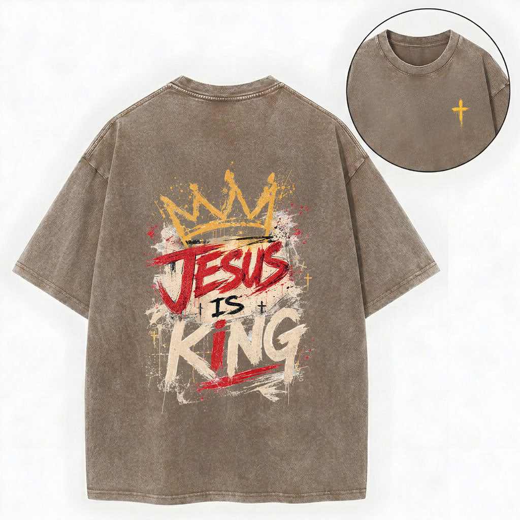 Jesus Is King Christian Washed T-Shirt