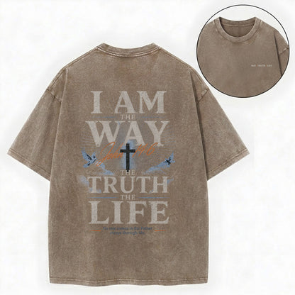 Jesus Is The Way Christian Washed T-Shirt – Vintage Christian Streetwear Tee