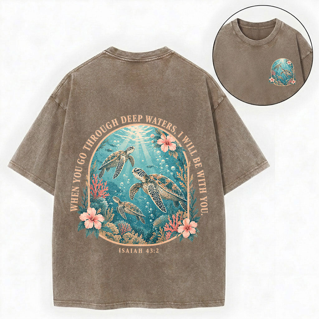 When You Go Through Deep Waters – Christian Vintage Unisex Washed
