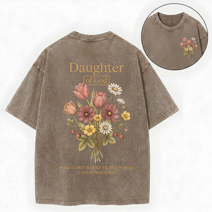 Daughter of God Shirt – Floral Christian Vintage Unisex Washed Tee