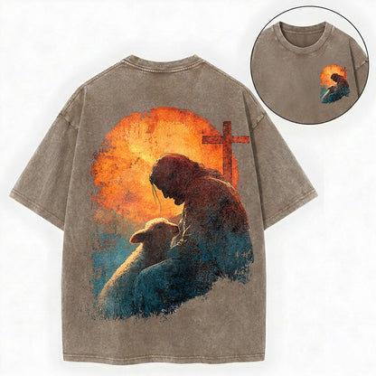 Jesus Lamb Shirt – Good Shepherd Christian Vintage Unisex Washed Tee