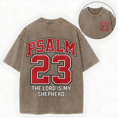 The Lord Is My Shepherd Shirt – Psalm 23 Varsity Christian Washed Tee