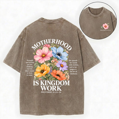 Mother's Day Christian Shirt – Kingdom Work Floral Unisex Washed Tee