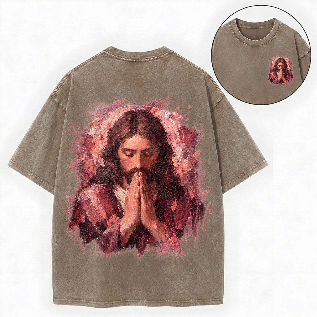 Jesus Prayer Shirt – Rose Halo Christian Vintage Unisex Washed Tee