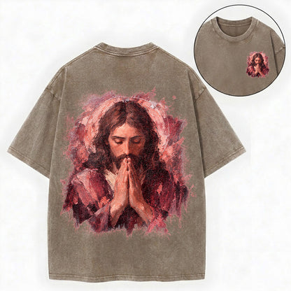 Jesus Prayer Shirt – Rose Halo Christian Vintage Unisex Washed Tee