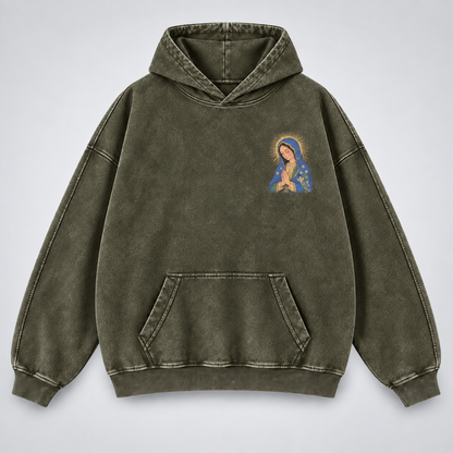 Our Lady of Guadalupe Washed Hoodie – Catholic Oversized