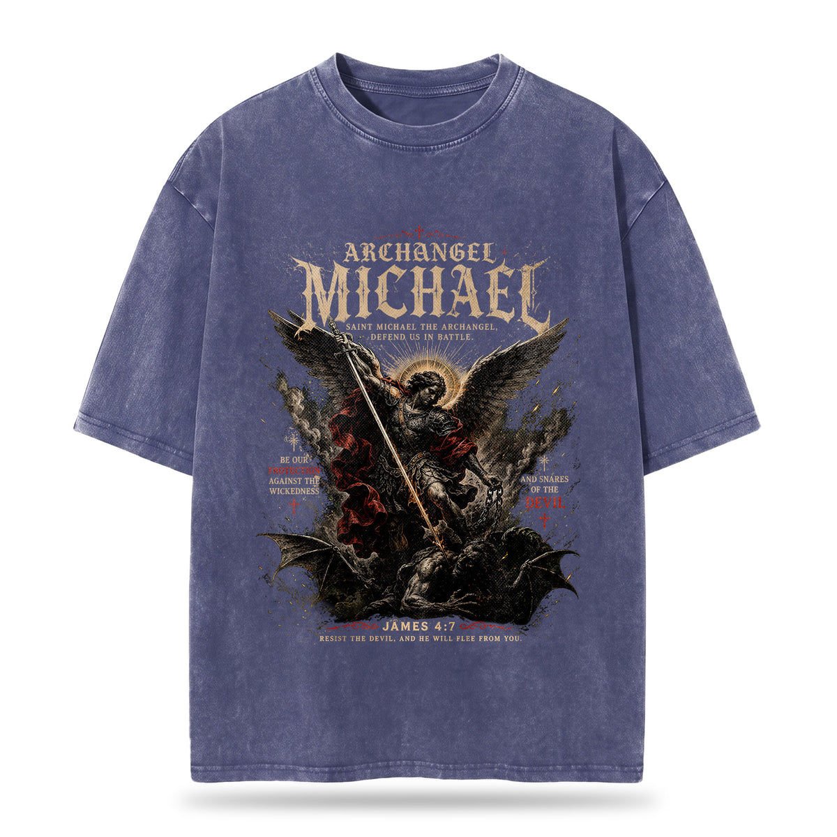 Archangel Michael Christian Washed T-Shirt