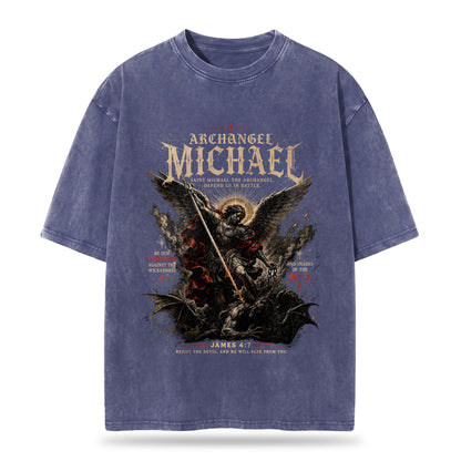 Archangel Michael Christian Washed T-Shirt