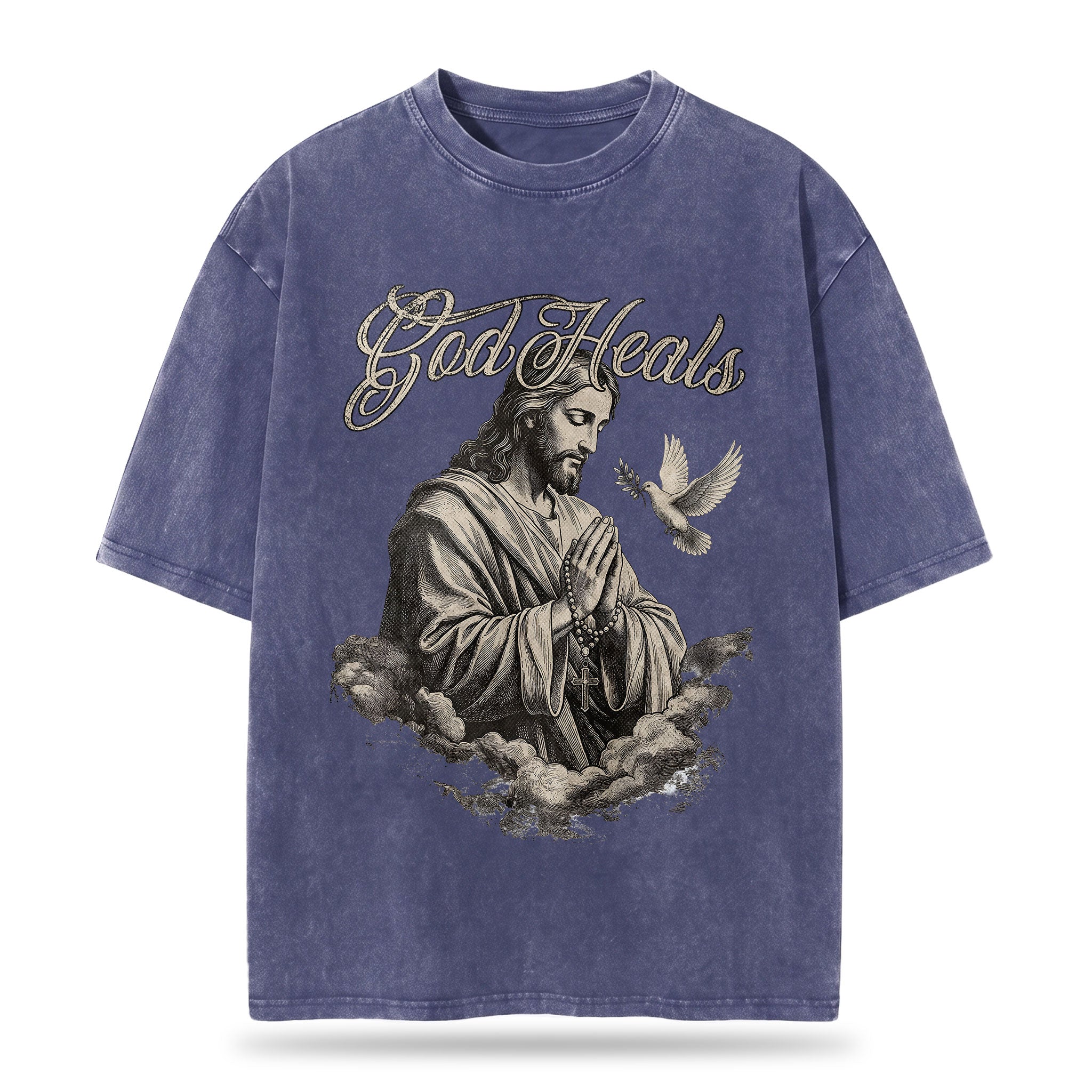 God Heals Christian Oversized Graphic T-Shirt – Vintage Christian Streetwear Tee