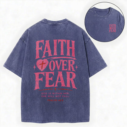 Faith Over Fear Christian Washed T-Shirt – Vintage Christian Streetwear Tee