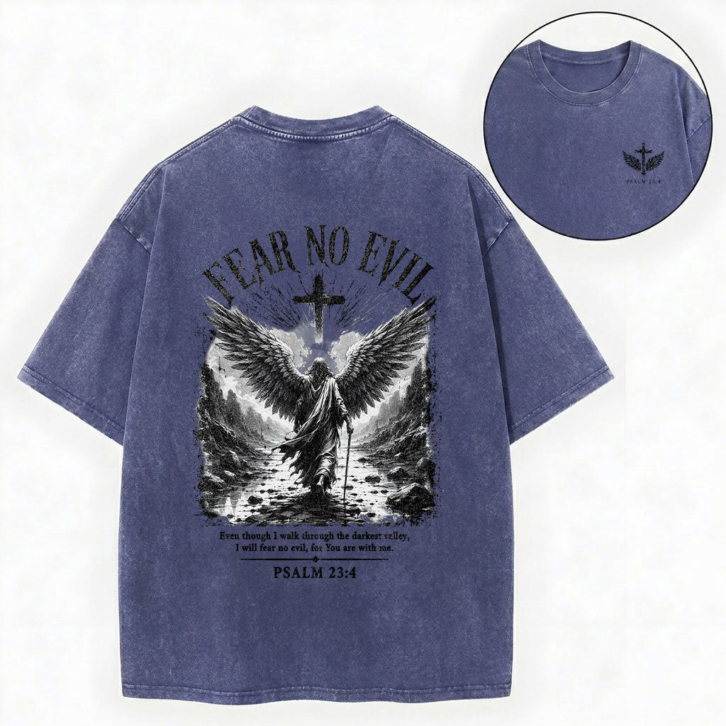 I Will Fear No Evil Christian Washed T-Shirt