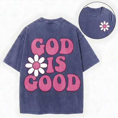 God Is Good Shirt – Retro Daisy Christian Vintage Unisex Washed Tee