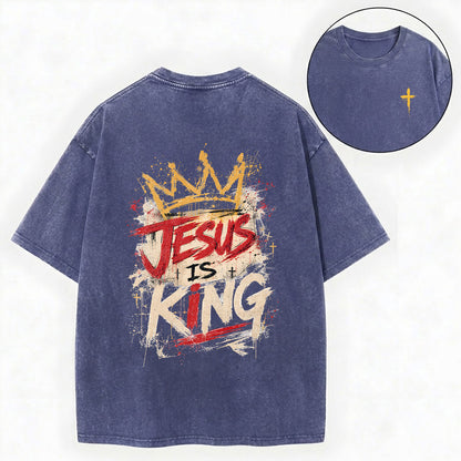 Jesus Is King Christian Washed T-Shirt