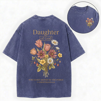 Daughter of God Shirt – Floral Christian Vintage Unisex Washed Tee