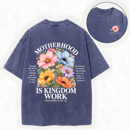 Mother's Day Christian Shirt – Kingdom Work Floral Unisex Washed Tee