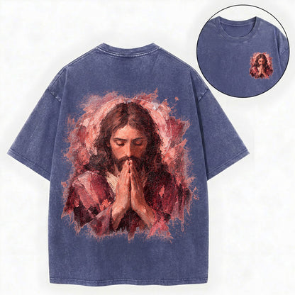Jesus Prayer Shirt – Rose Halo Christian Vintage Unisex Washed Tee
