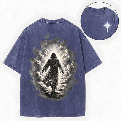 Jesus Walking to Heaven Shirt – Christian Vintage Unisex Washed Tee