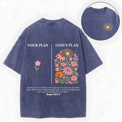 Your Plan God's Plan Shirt – Christian Vintage Unisex Washed Tee