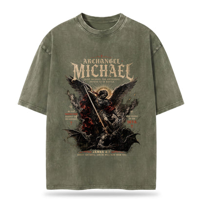 Archangel Michael Christian Washed T-Shirt