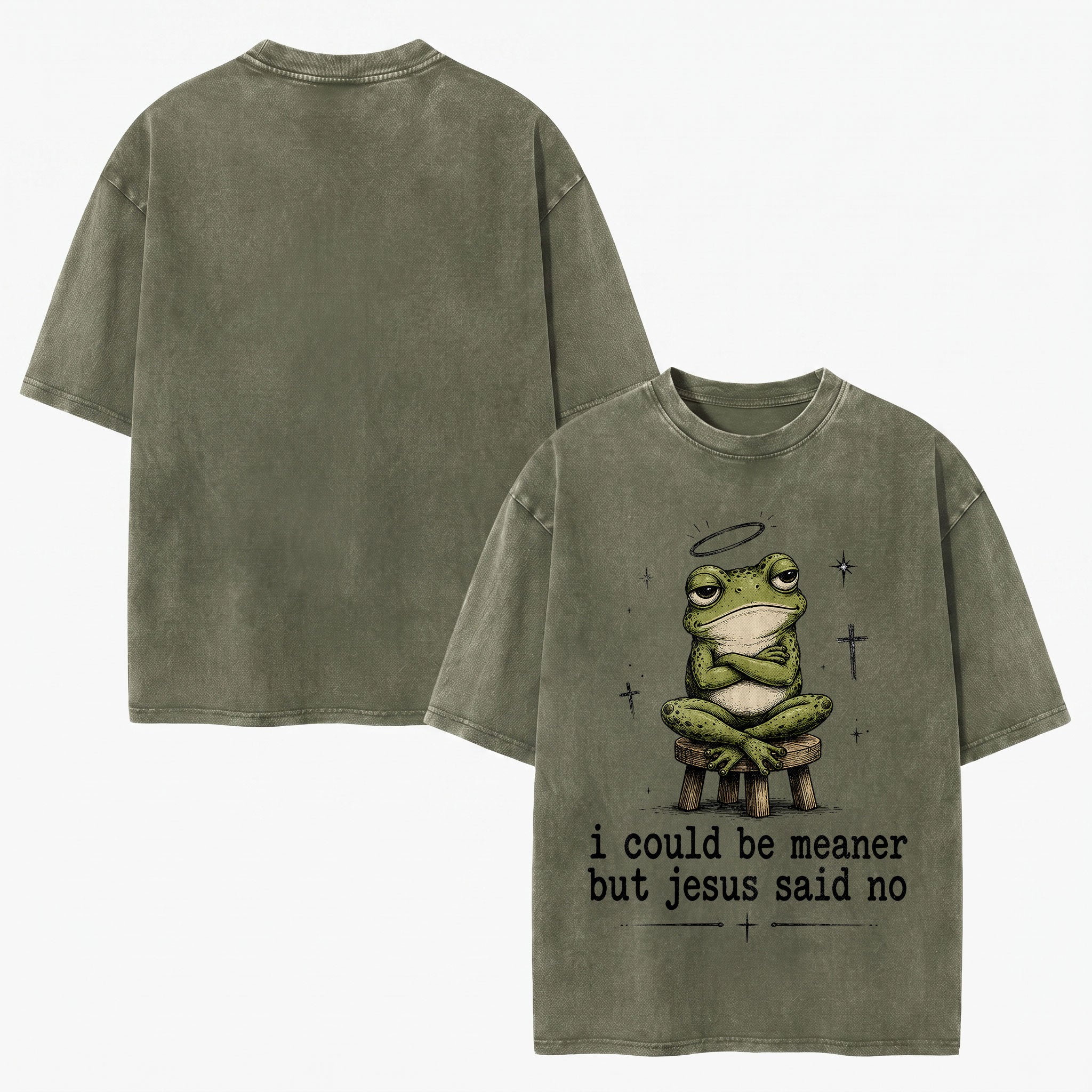 I Could Be Meaner But Jesus Said No Christian Heavy Washed T-shirt - Vintage Christian Streetwear Tee