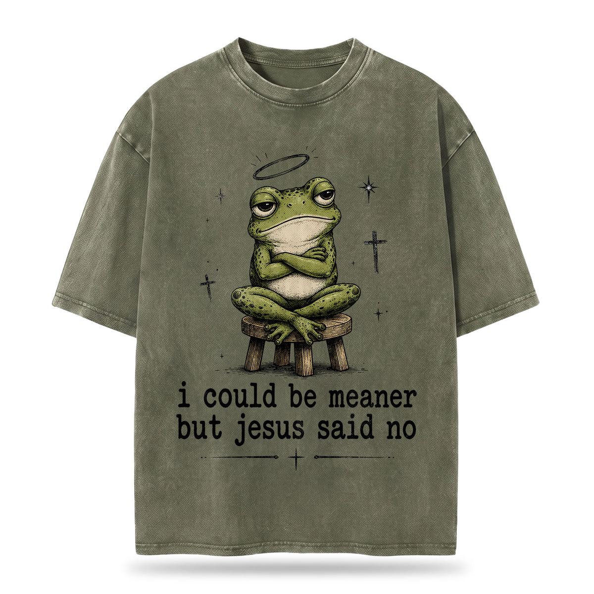 I Could Be Meaner But Jesus Said No Christian Heavy Washed T-shirt - Vintage Christian Streetwear Tee