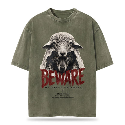 Beware Of False Prophets Christian Washed T-Shirt– Vintage Christian Streetwear Tee
