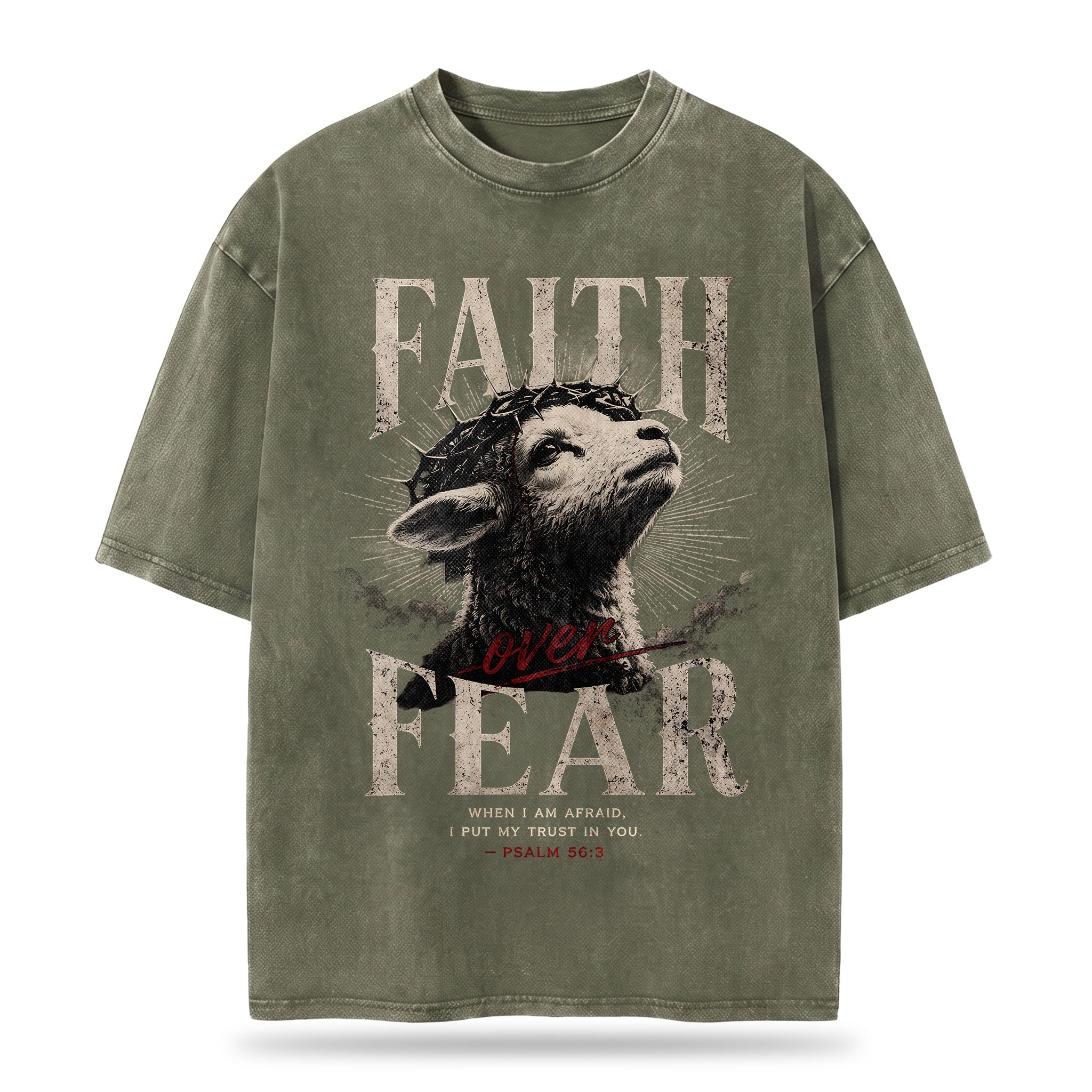 Faith Over Fear Christian Washed T-Shirt – Vintage Christian Streetwear Tee