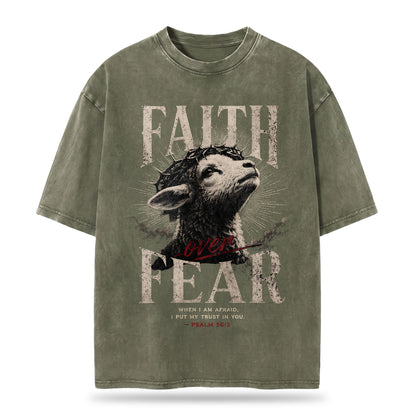 Faith Over Fear Christian Washed T-Shirt – Vintage Christian Streetwear Tee
