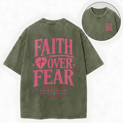 Faith Over Fear Christian Washed T-Shirt – Vintage Christian Streetwear Tee