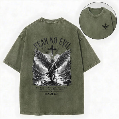 I Will Fear No Evil Christian Washed T-Shirt