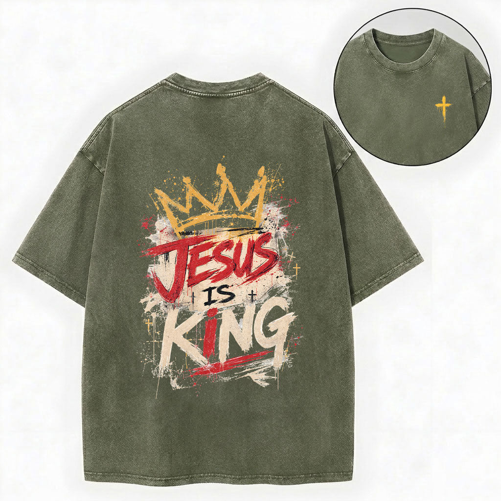 Jesus Is King Christian Washed T-Shirt