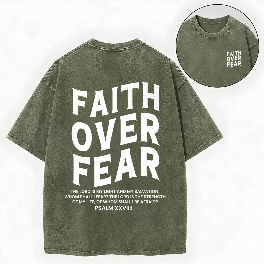 Faith Over Fear Unisex Christian Washed T-Shirt