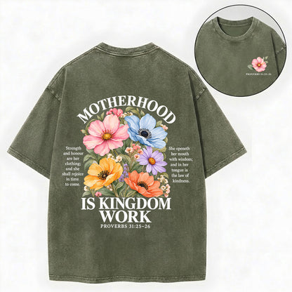 Mother's Day Christian Shirt – Kingdom Work Floral Unisex Washed Tee