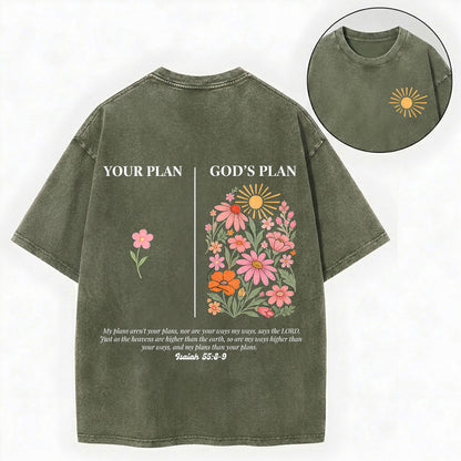 Your Plan God's Plan Shirt – Christian Vintage Unisex Washed Tee